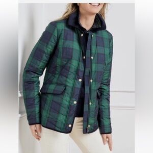 Talbots Women's Blue green and red plaid quilted jacket